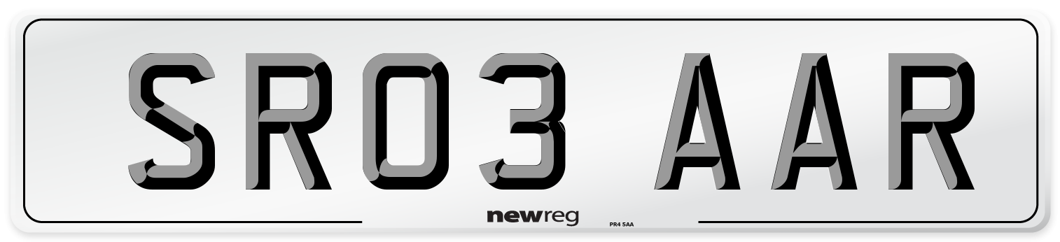 SR03 AAR Number Plate from New Reg